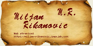 Miljan Rikanović vizit kartica